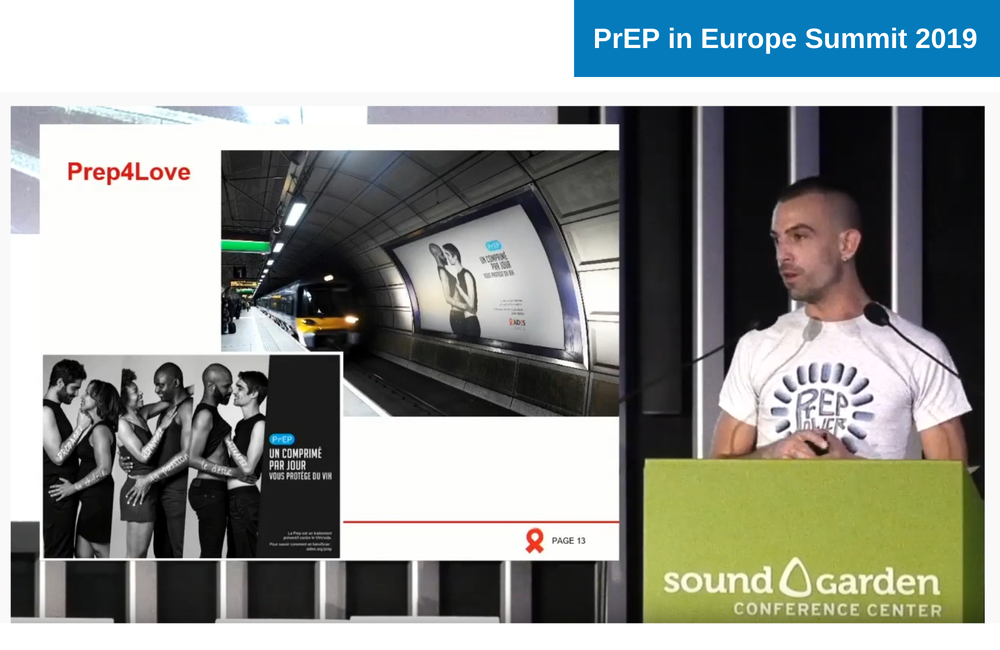 Etienne Fouquay of AIDES presenting at the 2019 PrEP in Europe Summit.