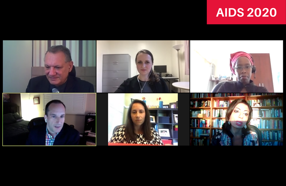 Image: Raphael Landovitz (bottom left) at an AIDS 2020 online press conference.