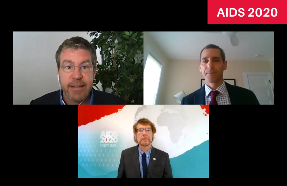 Image: Erik Lamontagne (top left) at an AIDS 2020 online press conference.