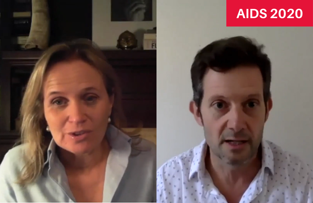 Image: Sharon Lewin and John Frater in the online AIDS 2020 cure pre-conference debate.