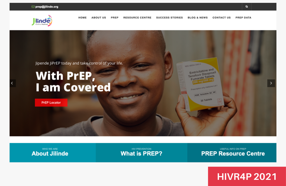 Home page of the Jilinde PrEP programme in Kenya