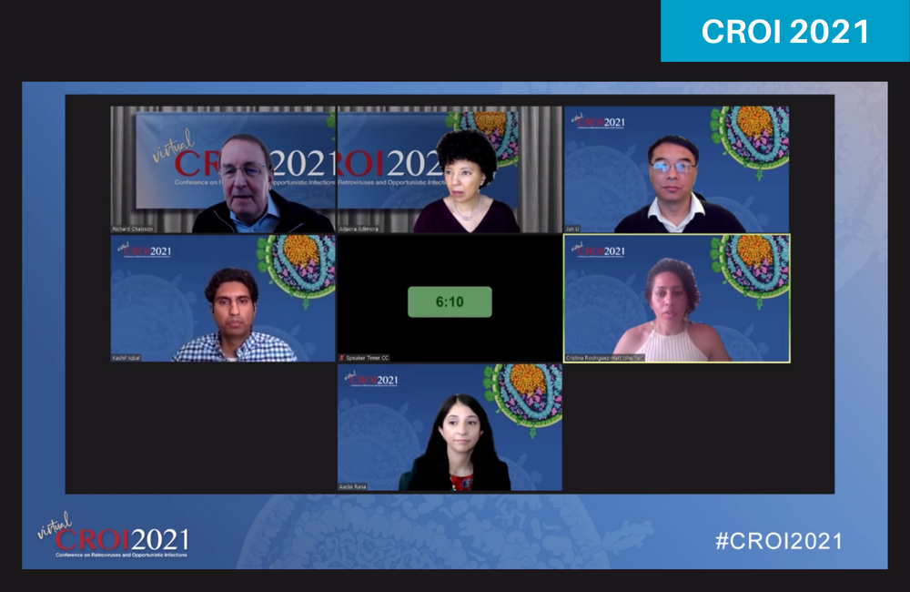 Dr Cristina Rodriguez-Hart (right) presenting at CROI 2021. Dr Cristina Rodriguez-Hart presenting at CROI 2021.
