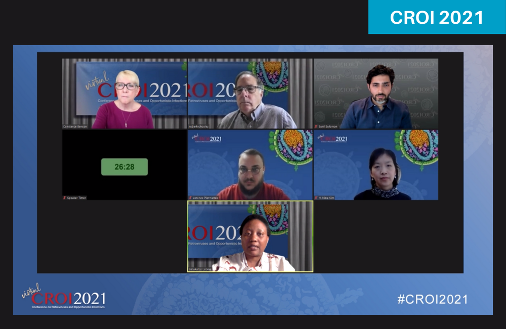 Dr Limakatso Lebina (bottom row) presenting to CROI 2021.