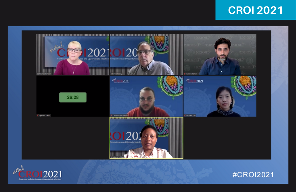 Dr Limakatso Lebina (bottom row) presenting to CROI 2021. Dr Limakatso Lebina (bottom row) presenting to CROI 2021.