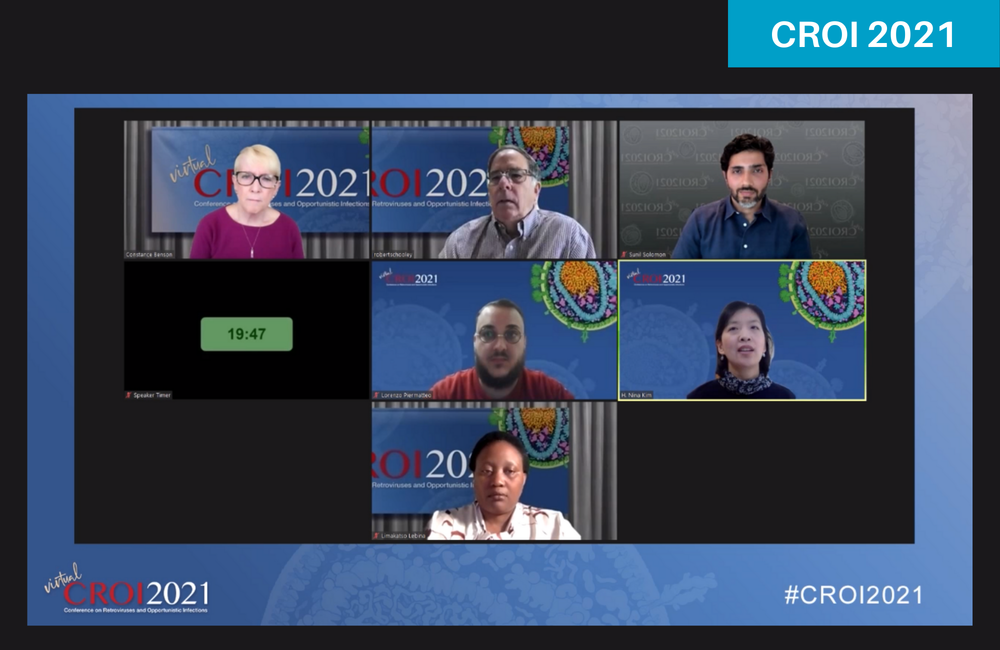 Dr H. Nina Kim (centre right) presenting to CROI 2021. Dr H. Nina Kim (centre right) presenting to CROI 2021.