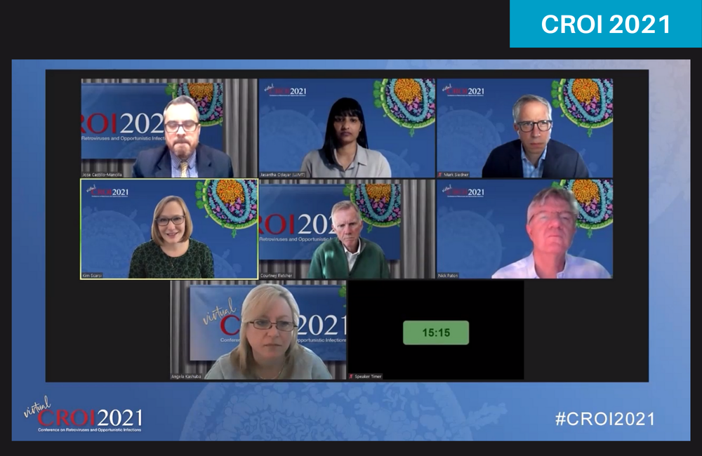 Dr Kimberly Scarsi (left) presenting to CROI 2021. Dr Kimberly Scarsi presenting to CROI 2021.