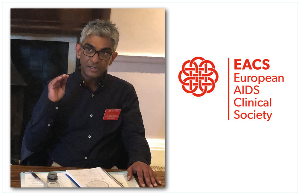 Photo of Dr Sanjay Bhagani and EACS logo