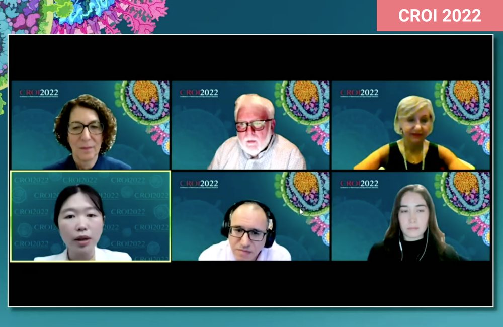 Dr Jing Sun (bottom left) at CROI 2022.