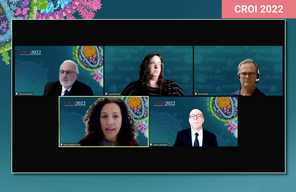 Dr Ilaria Mastrorosa (bottom left) at CROI 2022. Dr Ilaria Mastrorosa (bottom left) at CROI 2022.