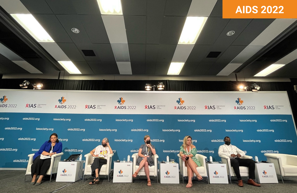 The session's community panel at AIDS 2022. Photo by Oğuzhan Nuh.