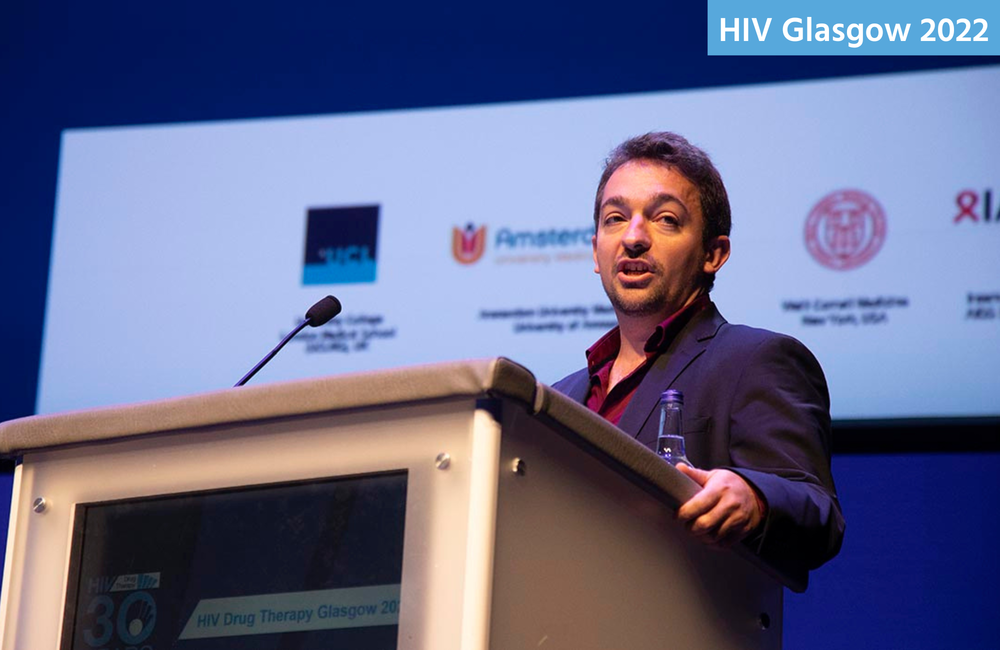 Dr Maxime Hentzien presenting at HIV Glasgow 2022. Image by Alan Donaldson Photography.