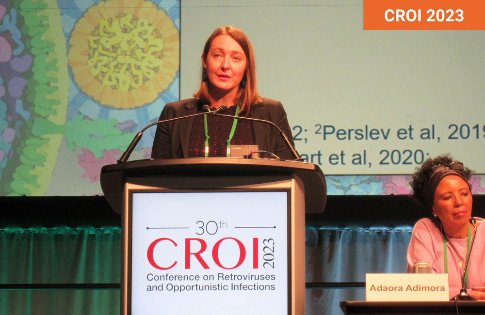 Dr Jenell Stewart presenting at CROI 2023.
