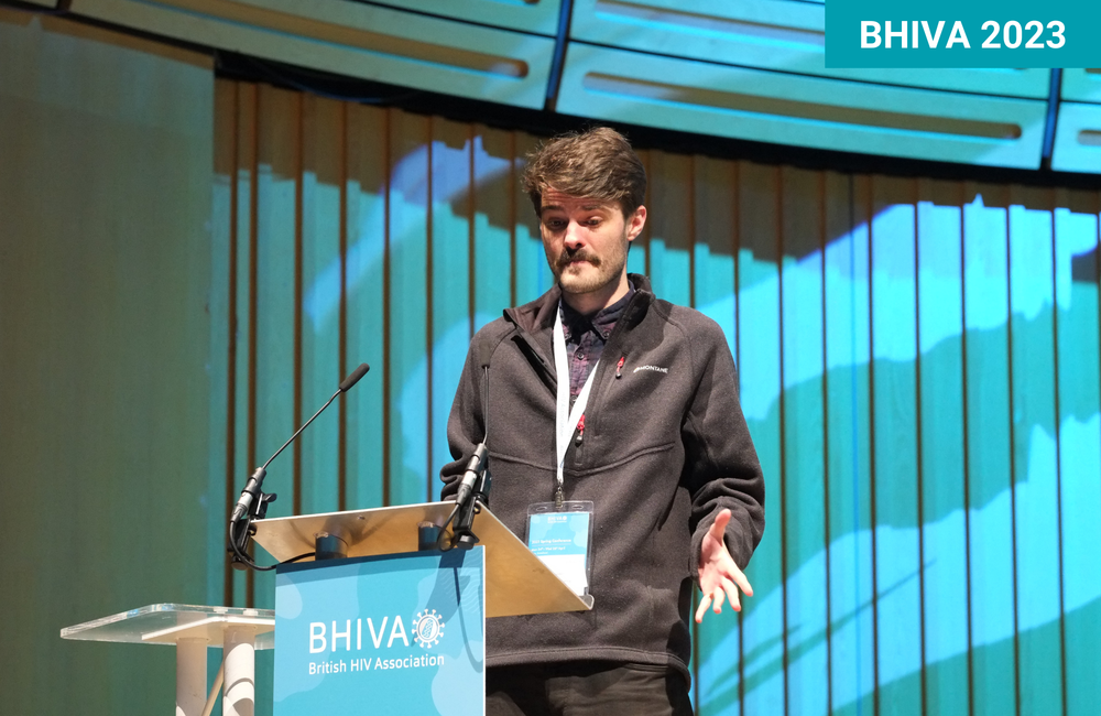 Dr James Lester presenting at BHIVA 2023. 