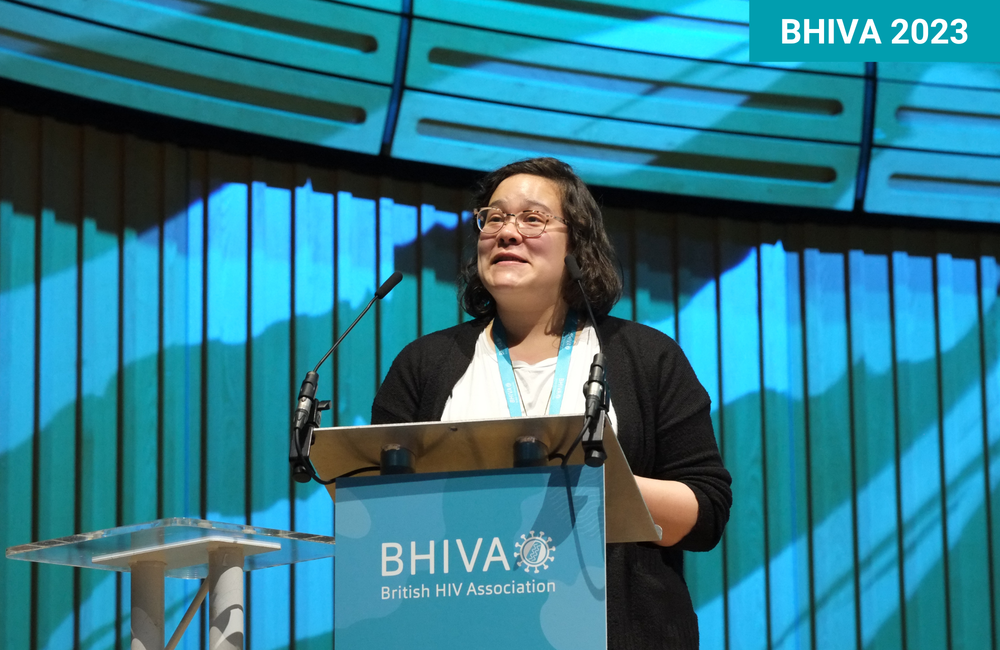 Melissa Cabecinha presenting at BHIVA 2023. 