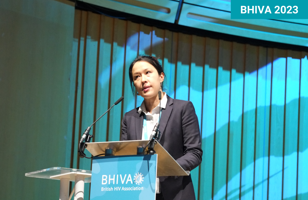 Dr Rachel Hill-Tout presenting at BHIVA 2023. Photo by Roger Pebody.