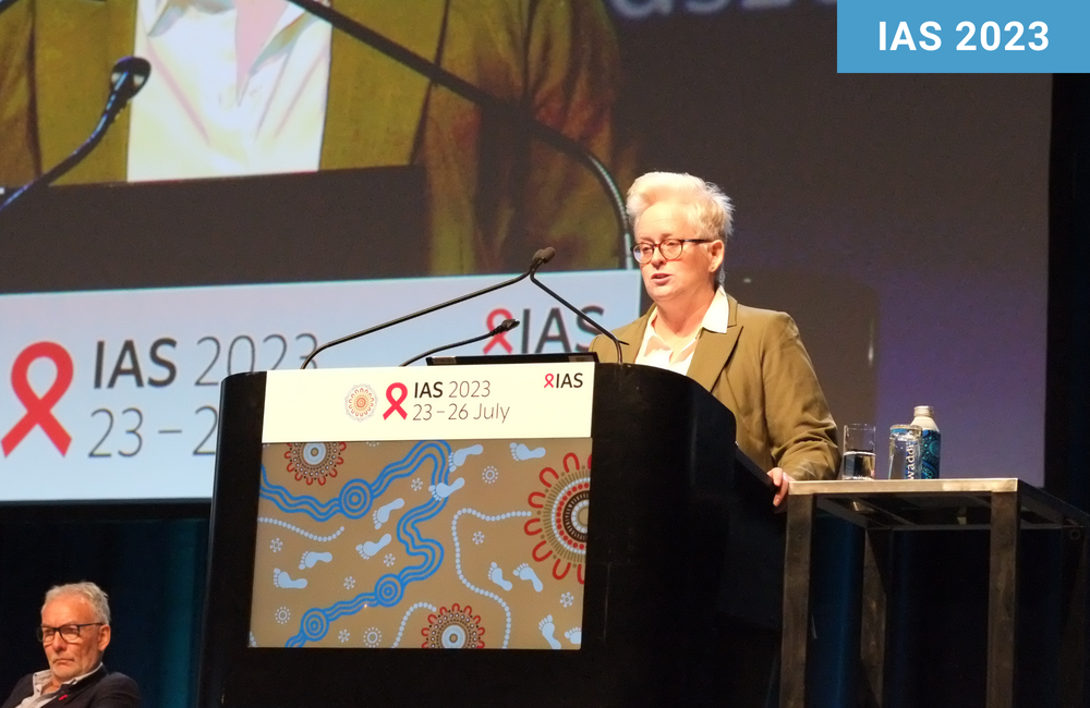 Dr Carol Camlin at IAS 2023. Photo by Roger Pebody. Dr Carol Camlin at IAS 2023.
