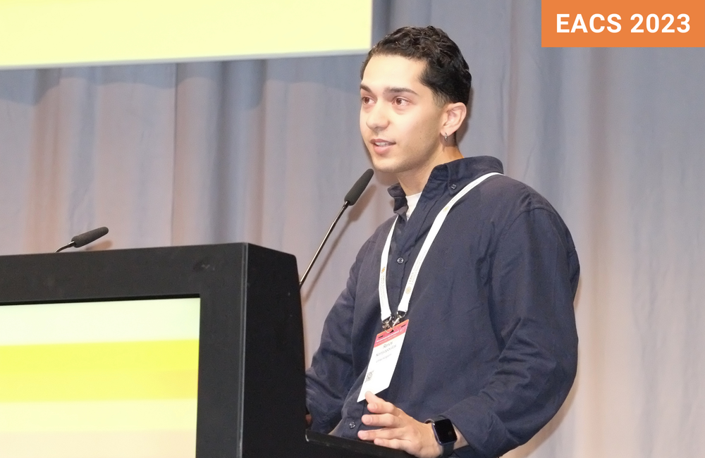 Renos Keniyopoullos presenting at EACS 2023. Photo by Roger Pebody.