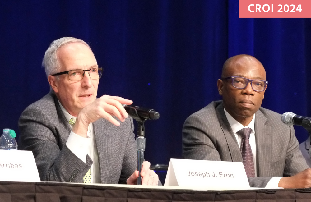 Professor Joseph Eron and Professor Babafemi Taiwo at CROI 2024. Photo by Roger Pebody. 