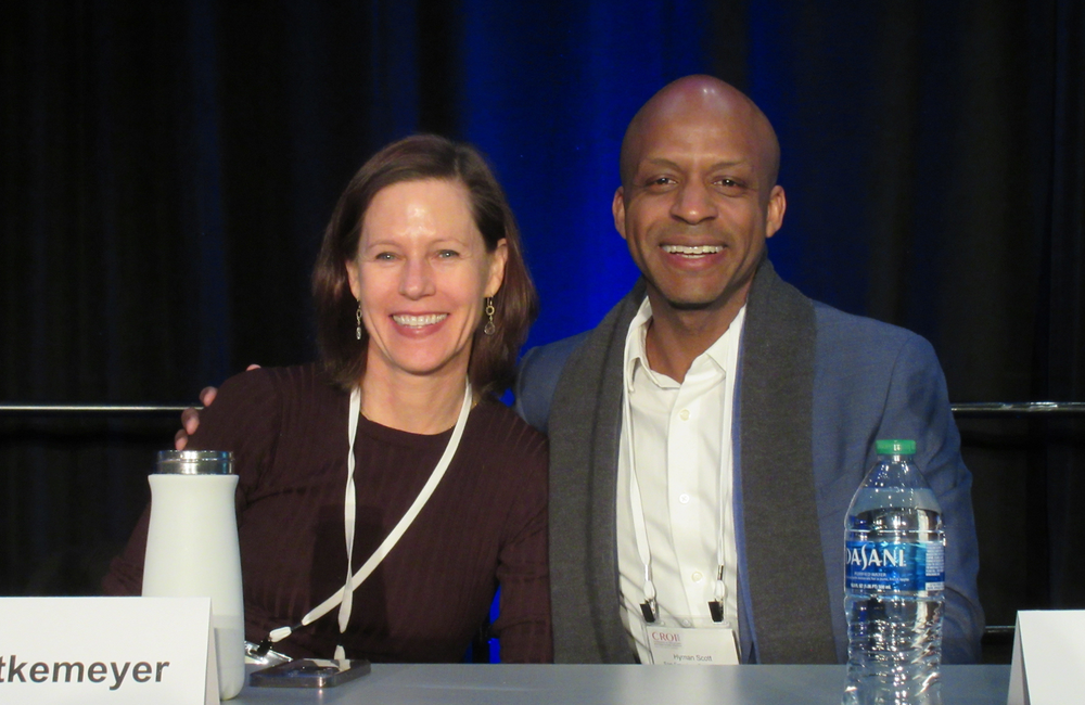 Professor Annie Luetkemeyer and Dr Hyman Scott, researchers on the doxyPEP studies, at CROI 2024. Photo by Liz Highleyman.